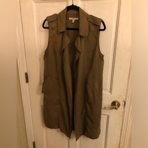 Zara Trf_Outerwear Vest Olive Green Sleeveless with Notched Lapel